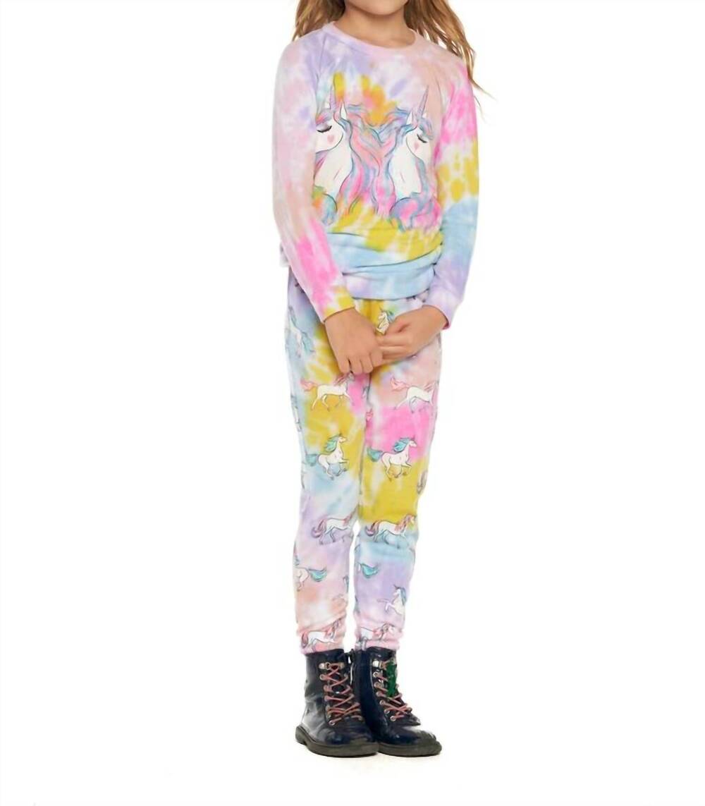 NEW CHASER tie dye reflected unicorn hacci sweatpants in multi